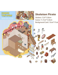 Calcomanías 3D YOKSAS Barco Pirata - Impermeables y Reutilizables 2