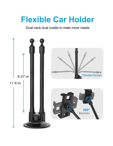 Soporte de Tablet y Teléfono para Coche Woleyi Doble Brazo 36cm
