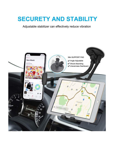 Soporte de Tablet y Teléfono para Coche Woleyi Doble Brazo 36cm