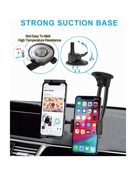 Soporte de Tablet y Teléfono para Coche Woleyi Doble Brazo 36cm