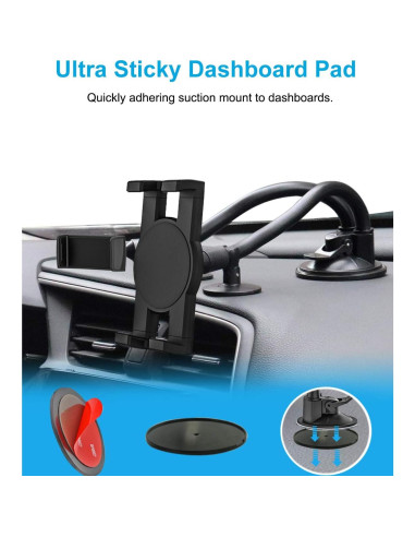 Soporte de Tablet y Teléfono para Coche Woleyi Doble Brazo 36cm