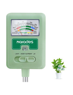 Medidor de Humedad del Suelo 4-en-1 Naiades - pH, Luz, Nutrientes