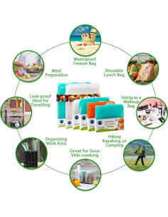 Bolsas de Almacenamiento Reutilizables BluePerlOne 1.89L - Silicona 2