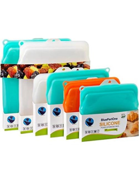 Bolsas de Almacenamiento Reutilizables BluePerlOne 1.89L - Silicona Bolsas de Almacenamiento Reutilizables BluePerlOne 1.89L - Silicona