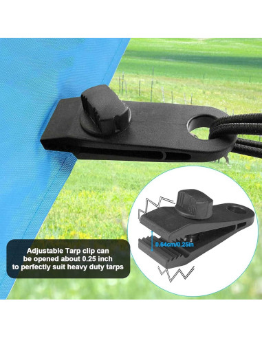 24 Clips de Lona y Cuerdas de Bungee CLIO 6 Pulgadas