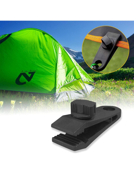 24 Clips de Lona y Cuerdas de Bungee CLIO 6 Pulgadas