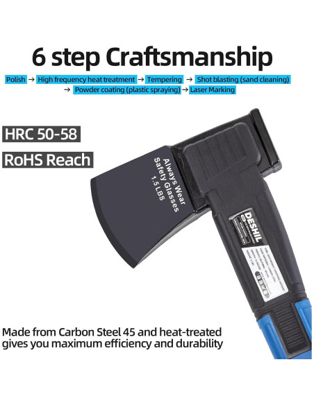 Hacha de Camping DESHIL 35.56 cm Acero Carbono Mango Nylon