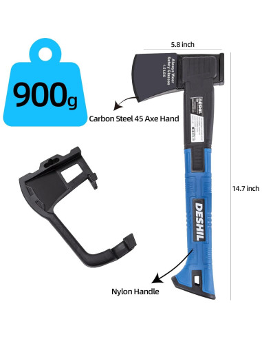 Hacha de Camping DESHIL 35.56 cm Acero Carbono Mango Nylon