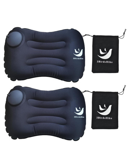 Set de 2 Almohadas Inflables 3BirdsHike para Camping - Negro