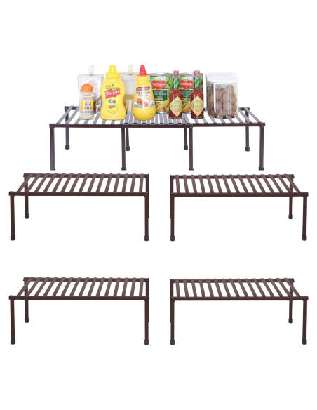 Estante de Cocina Expandible STORAGE MANIAC 4 Niveles Metal Marrón Estante de Cocina Expandible STORAGE MANIAC 4 Niveles Metal Marrón