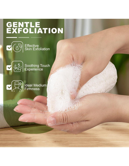 Esponja Exfoliante de Lufa Natural COZZLOMY - Set de 3 Piezas 12.7 cm