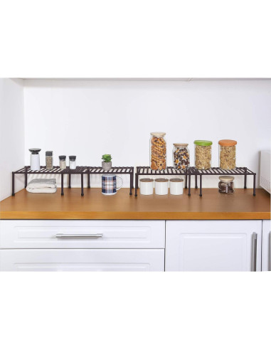 Estante de Cocina Expandible STORAGE MANIAC 4 Niveles Metal Marrón