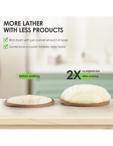 Esponja Exfoliante de Lufa Natural RIYNIBIY - 2 Piezas