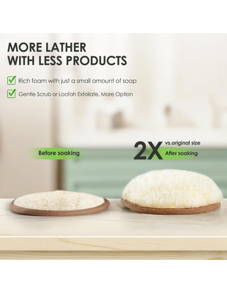 Esponja Exfoliante de Lufa Natural RIYNIBIY - 2 Piezas Esponja Exfoliante de Lufa Natural RIYNIBIY - 2 Piezas