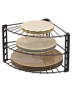 Organizador de Estante de Esquina 3 Niveles Simple Houseware Bronce