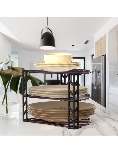 Organizador de Estante de Esquina 3 Niveles Simple Houseware Bronce