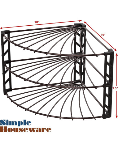 Organizador de Estante de Esquina 3 Niveles Simple Houseware Bronce