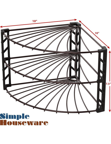 Organizador de Estante de Esquina 3 Niveles Simple Houseware Bronce