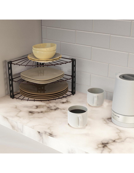 Organizador de Estante de Esquina 3 Niveles Simple Houseware Bronce