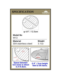 Rejilla de Cocina Campingmoon 12.5 cm Acero Inoxidable W13 2