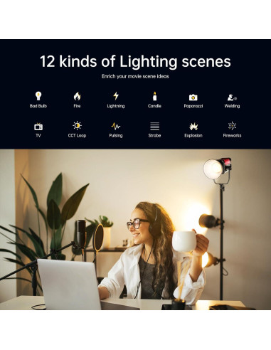 Kit de Iluminación Continua GVM PRO200B 200W con Control DMX