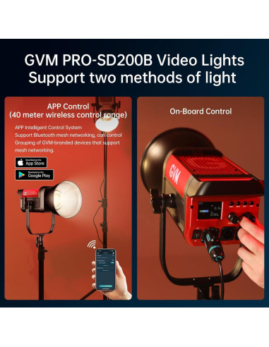Kit de Iluminación Continua GVM PRO200B 200W con Control DMX