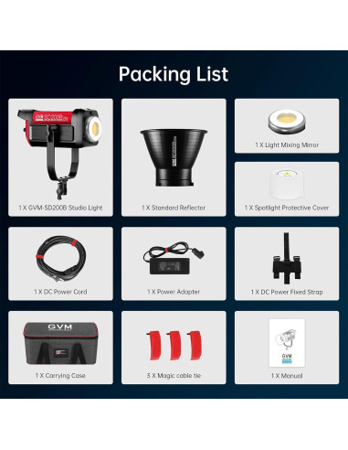 Kit de Iluminación Continua GVM PRO200B 200W con Control DMX