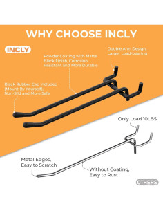 Ganchos de Tablero de Clavos INCLY 36 Piezas 10.16/15.24 cm 2