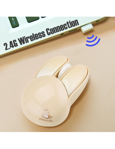 Ratón Inalámbrico Lomiluskr Conejito Beige 1200 DPI