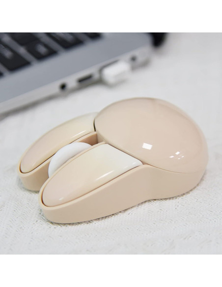 Ratón Inalámbrico Lomiluskr Conejito Beige 1200 DPI