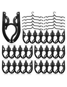 Perchas de Viaje Plegables Sieral 40 Pcs Negro Ahorro Espacio