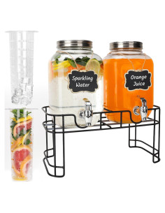 Dispensador de Bebidas de Vidrio Waymind 2x1 Galón con Grifo