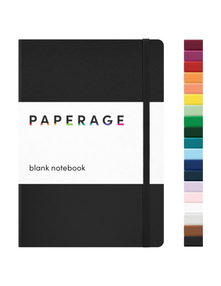 Cuaderno en Blanco PAPERAGE 160 Páginas Tapa Dura Negro