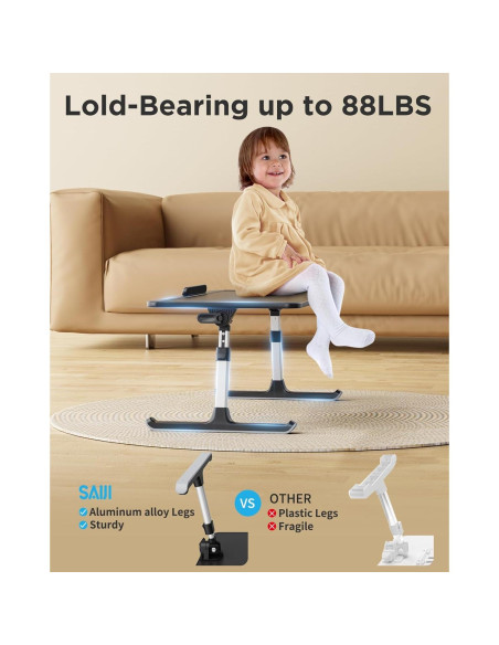 Mesa de Cama SAIJI para Laptop Ajustable Plegable 60x63.5cm Negro