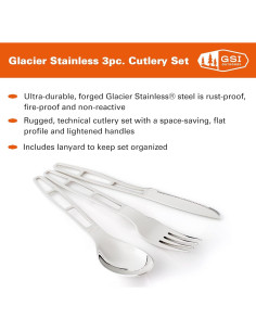 Set de Utensilios de Camping GSI Outdoors Acero Inoxidable 3 Piezas 2