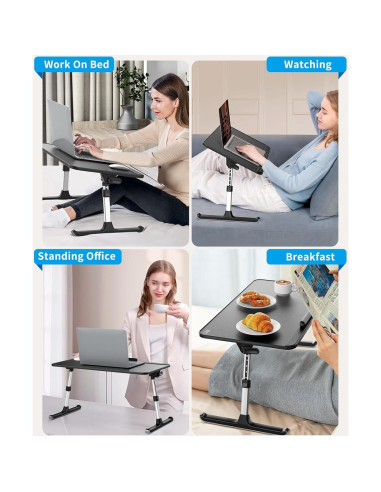 Mesa de Cama SAIJI para Laptop Ajustable Plegable 60x63.5cm Negro