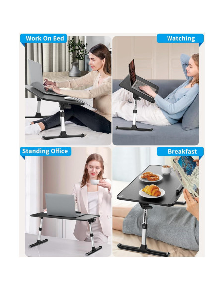 Mesa de Cama SAIJI para Laptop Ajustable Plegable 60x63.5cm Negro