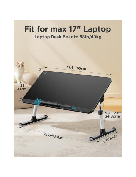 Mesa de Cama SAIJI para Laptop Ajustable Plegable 60x63.5cm Negro