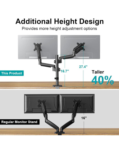 Soporte Doble para Monitor MOUNT PRO 13-32" Ajustable Negro