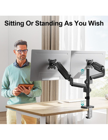 Soporte Doble para Monitor MOUNT PRO 13-32" Ajustable Negro