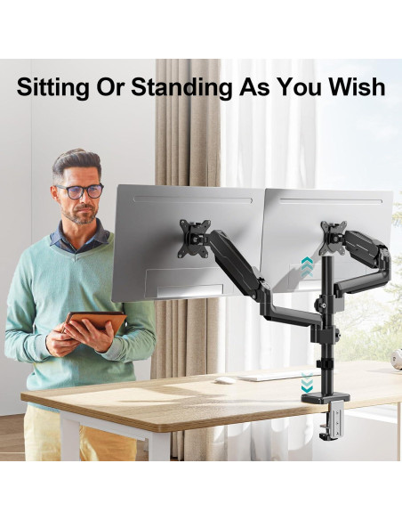 Soporte Doble para Monitor MOUNT PRO 13-32" Ajustable Negro