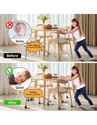 16 Protectores de Suelo para Patas de Sillas GAGUIUP - Negro