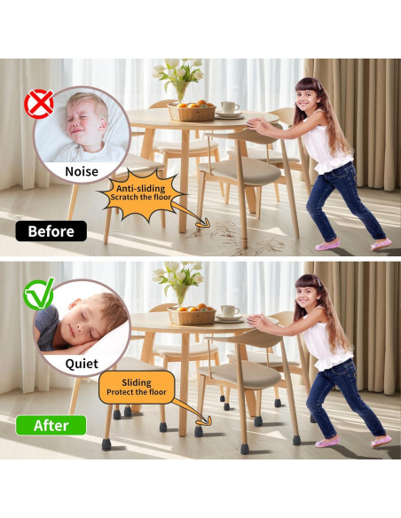 16 Protectores de Suelo para Patas de Sillas GAGUIUP - Negro