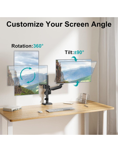 Soporte Doble para Monitor MOUNT PRO 13-32" Ajustable Negro