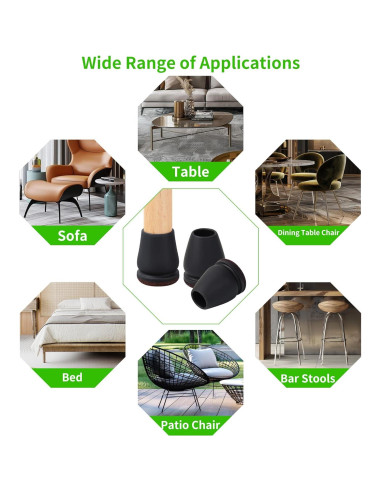 16 Protectores de Suelo para Patas de Sillas GAGUIUP - Negro