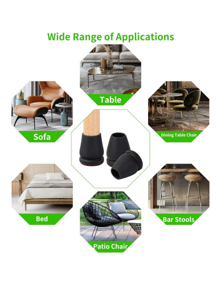 16 Protectores de Suelo para Patas de Sillas GAGUIUP - Negro