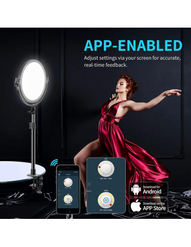 Luz LED de Video GVM 10" Bi-Color con Control APP y Difusor