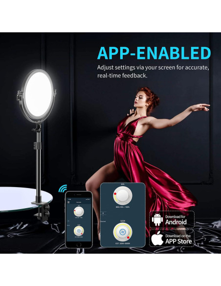 Luz LED de Video GVM 10" Bi-Color con Control APP y Difusor Luz LED de Video GVM 10" Bi-Color con Control APP y Difusor
