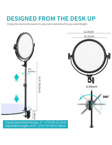 Luz LED de Video GVM 10" Bi-Color con Control APP y Difusor