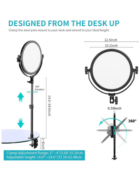 Luz LED de Video GVM 10" Bi-Color con Control APP y Difusor Luz LED de Video GVM 10" Bi-Color con Control APP y Difusor